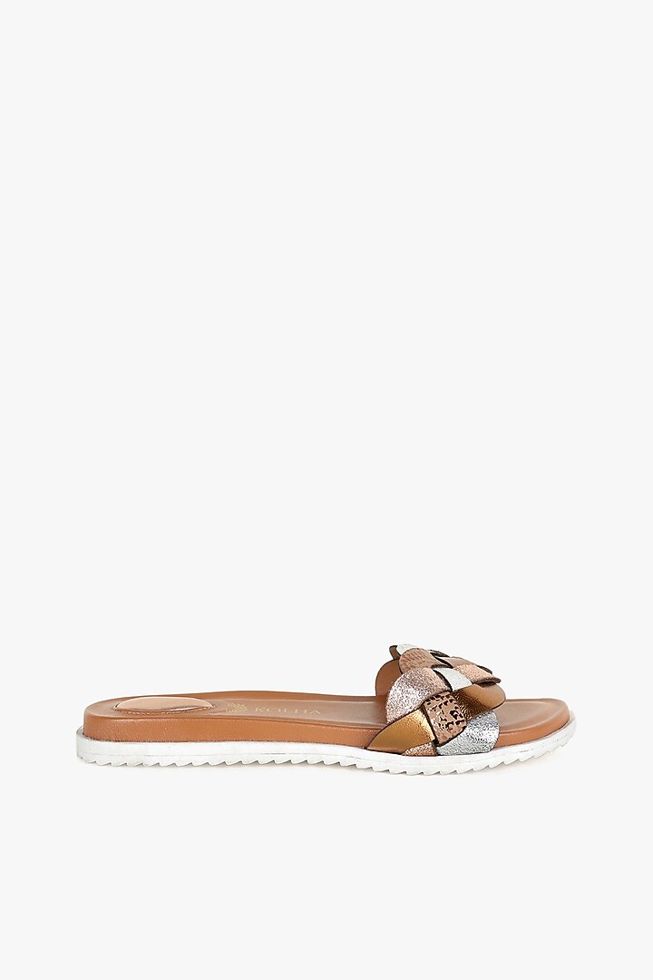 Brown Leather Slipons Flats by Kolha by Carlton at Pernia's Pop Up Shop