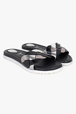 Black Leather Flats by Kolha by Carlton