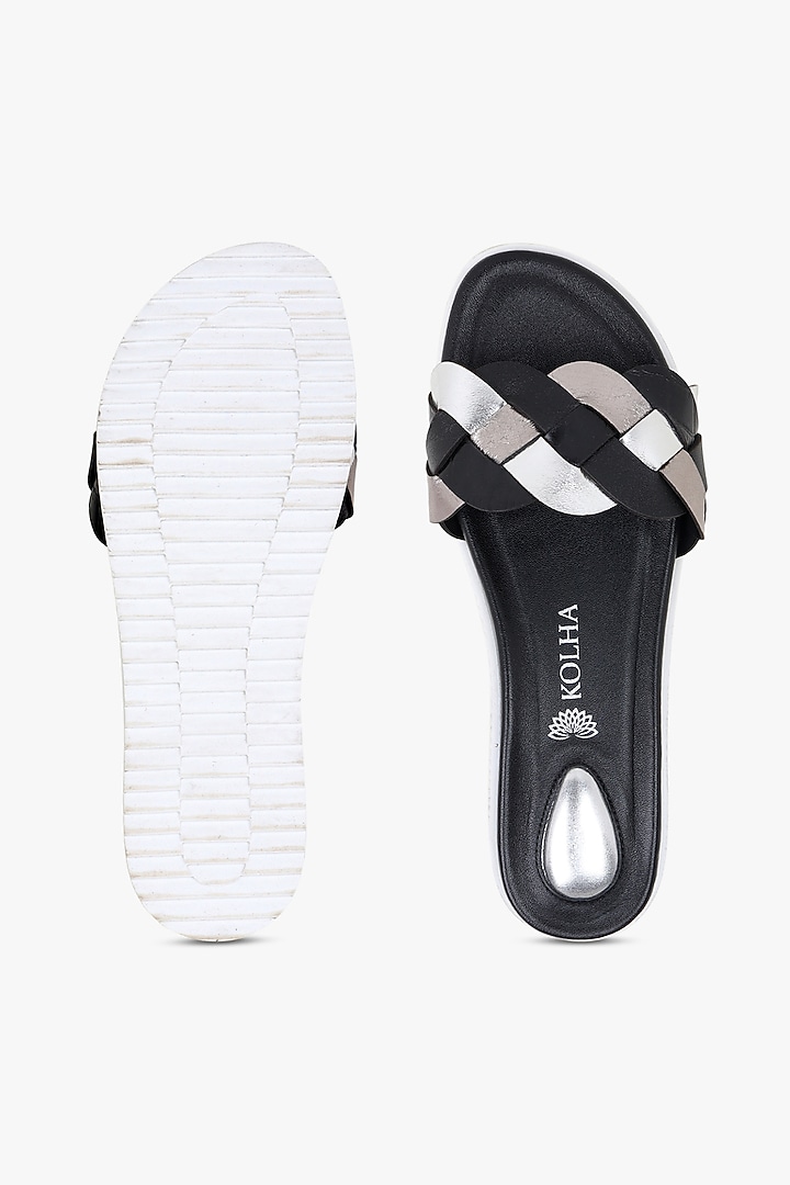 Black Leather Flats by Kolha by Carlton at Pernia's Pop Up Shop