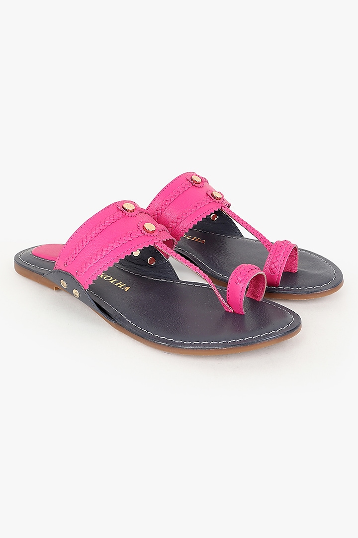 Grey & Fuchsia Leather Flats by Kolha by Carlton at Pernia's Pop Up Shop