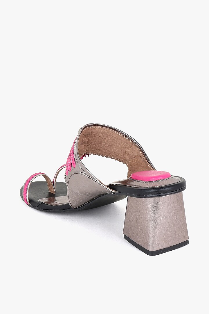 Pewter & Black Leather Heels by Kolha by Carlton at Pernia's Pop Up Shop