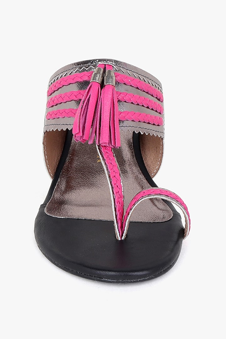 Pewter & Black Leather Heels by Kolha by Carlton at Pernia's Pop Up Shop