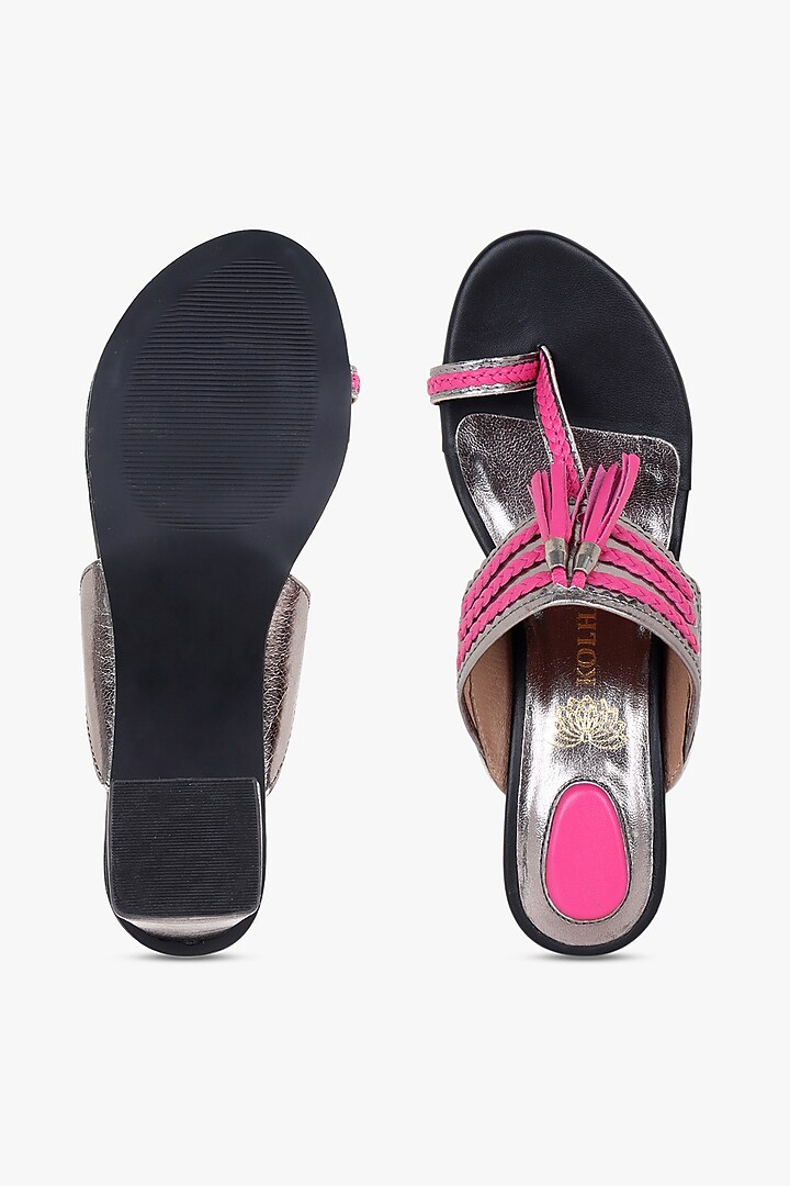 Pewter & Black Leather Heels by Kolha by Carlton at Pernia's Pop Up Shop