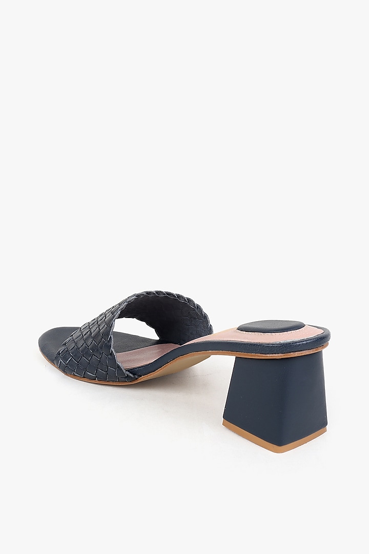 Blue Leather Handwoven Heels by Kolha by Carlton at Pernia's Pop Up Shop