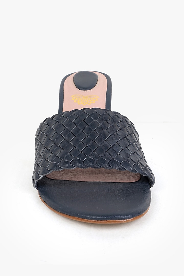 Blue Leather Handwoven Heels by Kolha by Carlton at Pernia's Pop Up Shop
