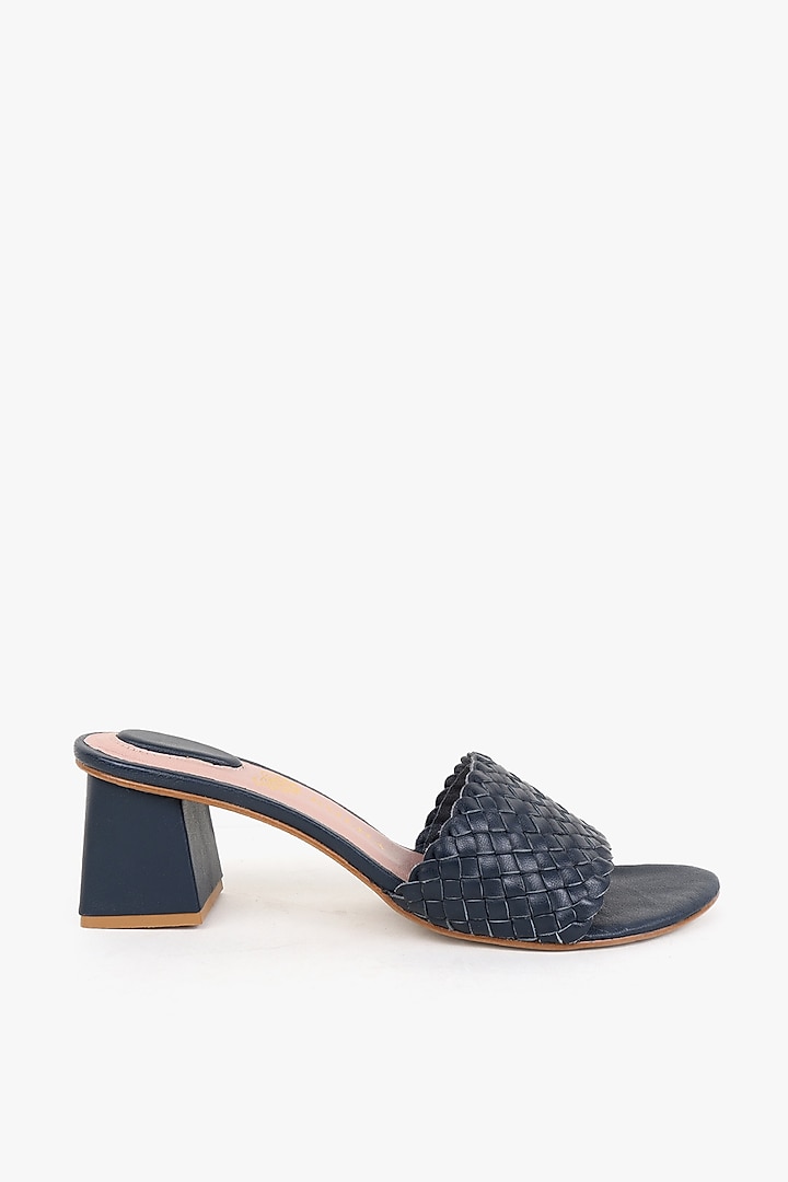 Blue Leather Handwoven Heels by Kolha by Carlton at Pernia's Pop Up Shop