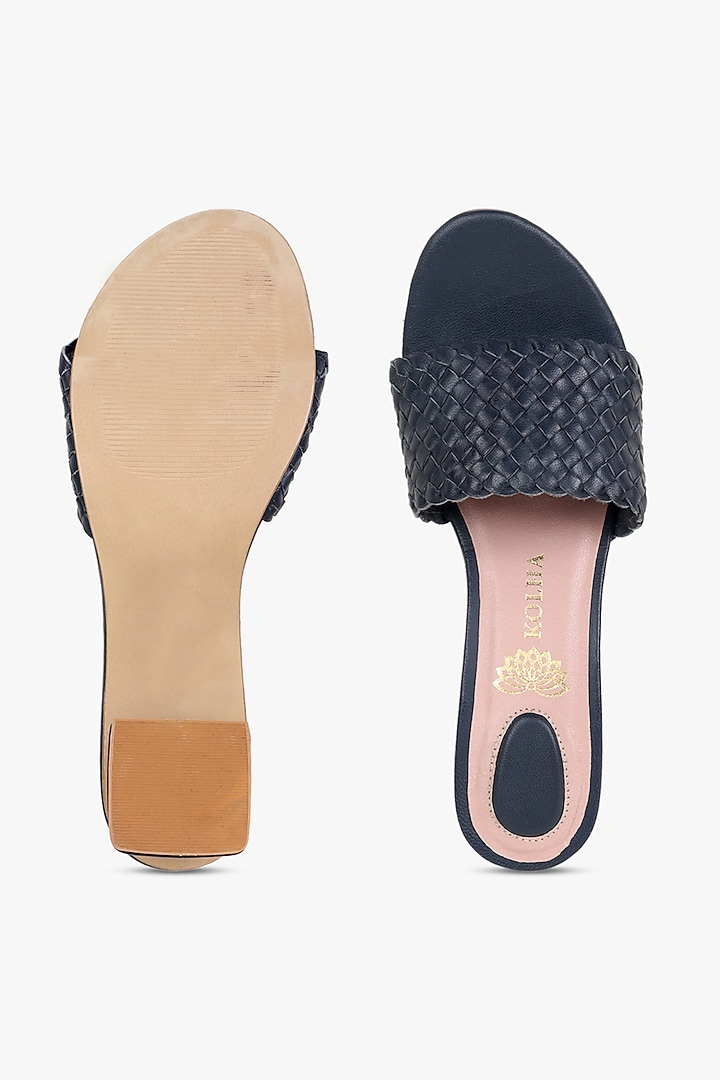 Blue Leather Handwoven Heels by Kolha by Carlton at Pernia's Pop Up Shop