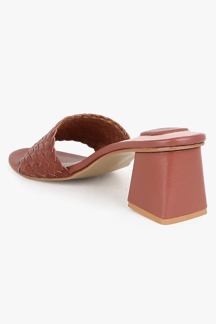 Brown Leather Handwoven Heels by Kolha by Carlton at Pernia's Pop Up Shop