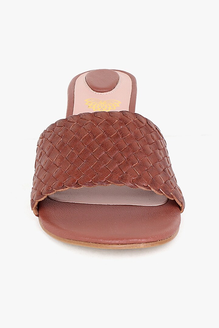 Brown Leather Handwoven Heels by Kolha by Carlton at Pernia's Pop Up Shop