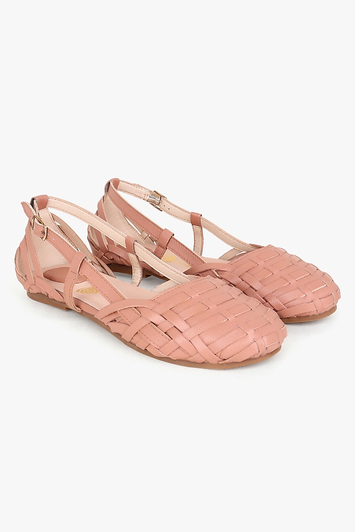Nude Leather Flats by Kolha by Carlton