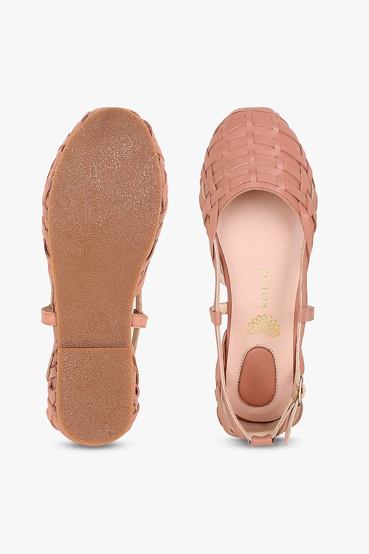 Nude Leather Flats by Kolha by Carlton at Pernia's Pop Up Shop