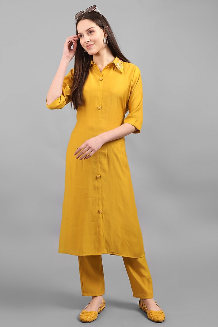 Yellow Leather Flats by Kolha by Carlton at Pernia's Pop Up Shop
