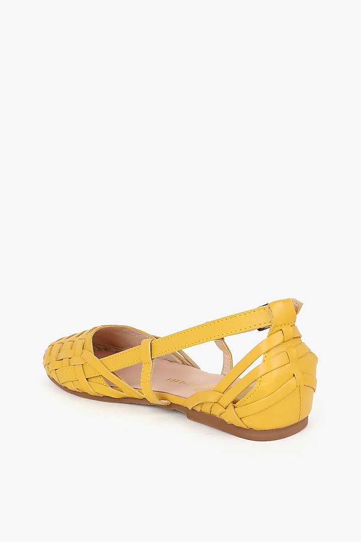 Yellow Leather Flats by Kolha by Carlton at Pernia's Pop Up Shop