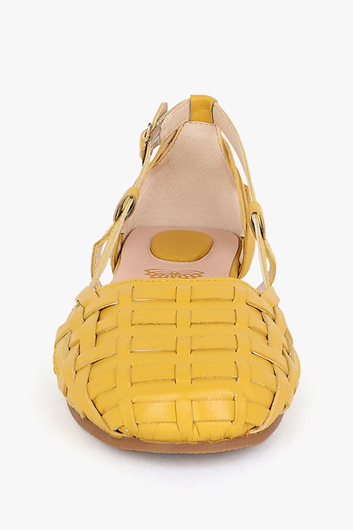 Yellow Leather Flats by Kolha by Carlton at Pernia's Pop Up Shop
