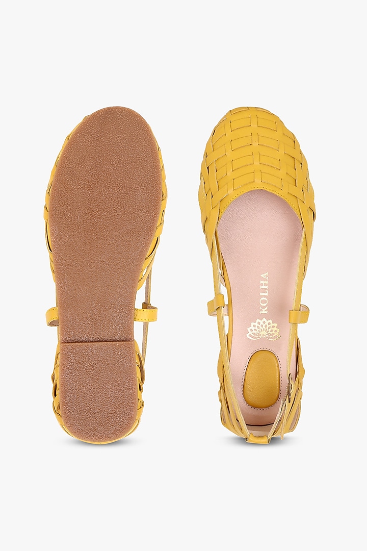 Yellow Leather Flats by Kolha by Carlton at Pernia's Pop Up Shop