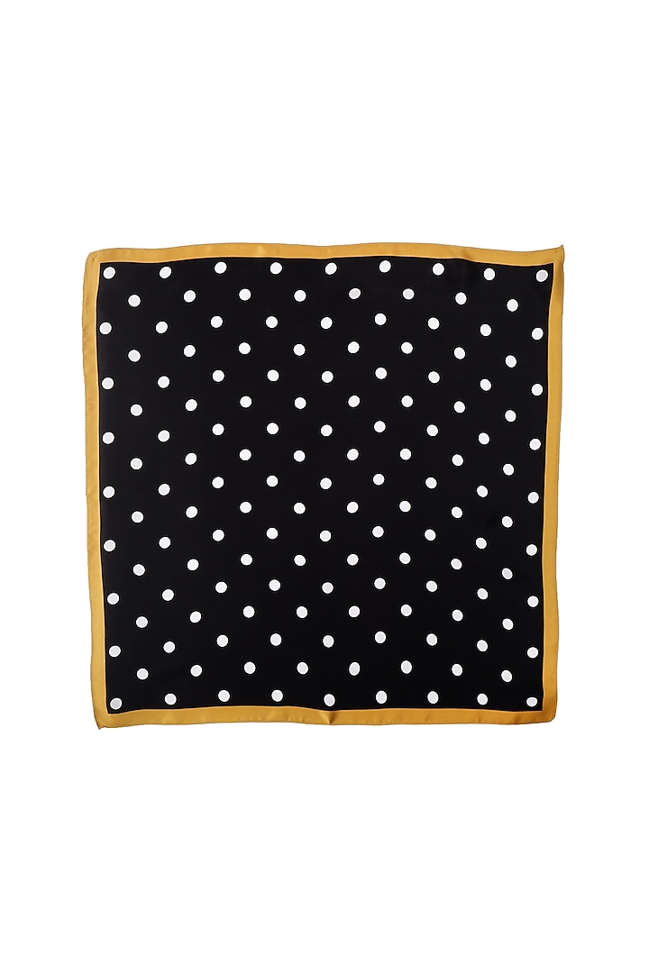 Black Silk Printed Pocket Square by Canzoni