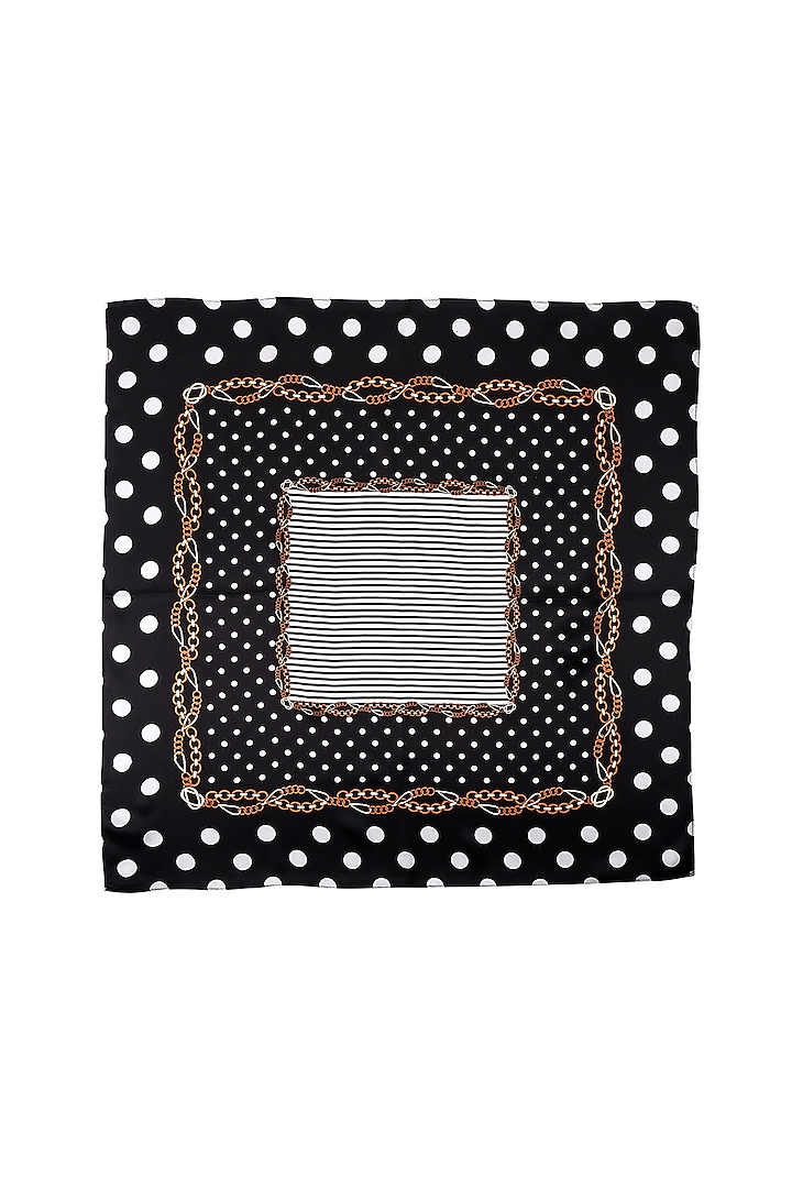 Black Silk Printed Pocket Square by Canzoni