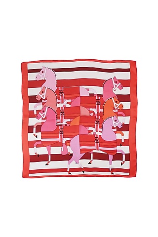 Red Silk Printed Pocket Square by Canzoni