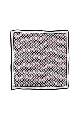 Black Silk Printed Pocket Square by Canzoni