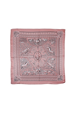 Pink Silk Printed Pocket Square by Canzoni
