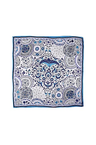 White Silk Printed Pocket Square by Canzoni