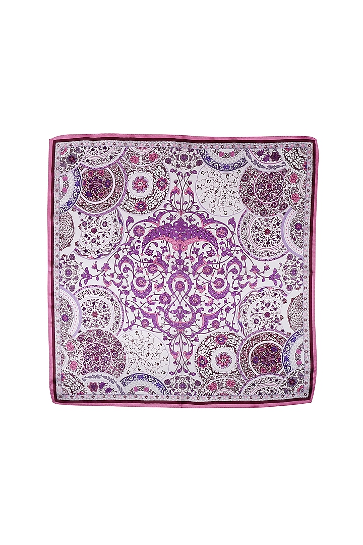 White Silk Printed Pocket Square by Canzoni