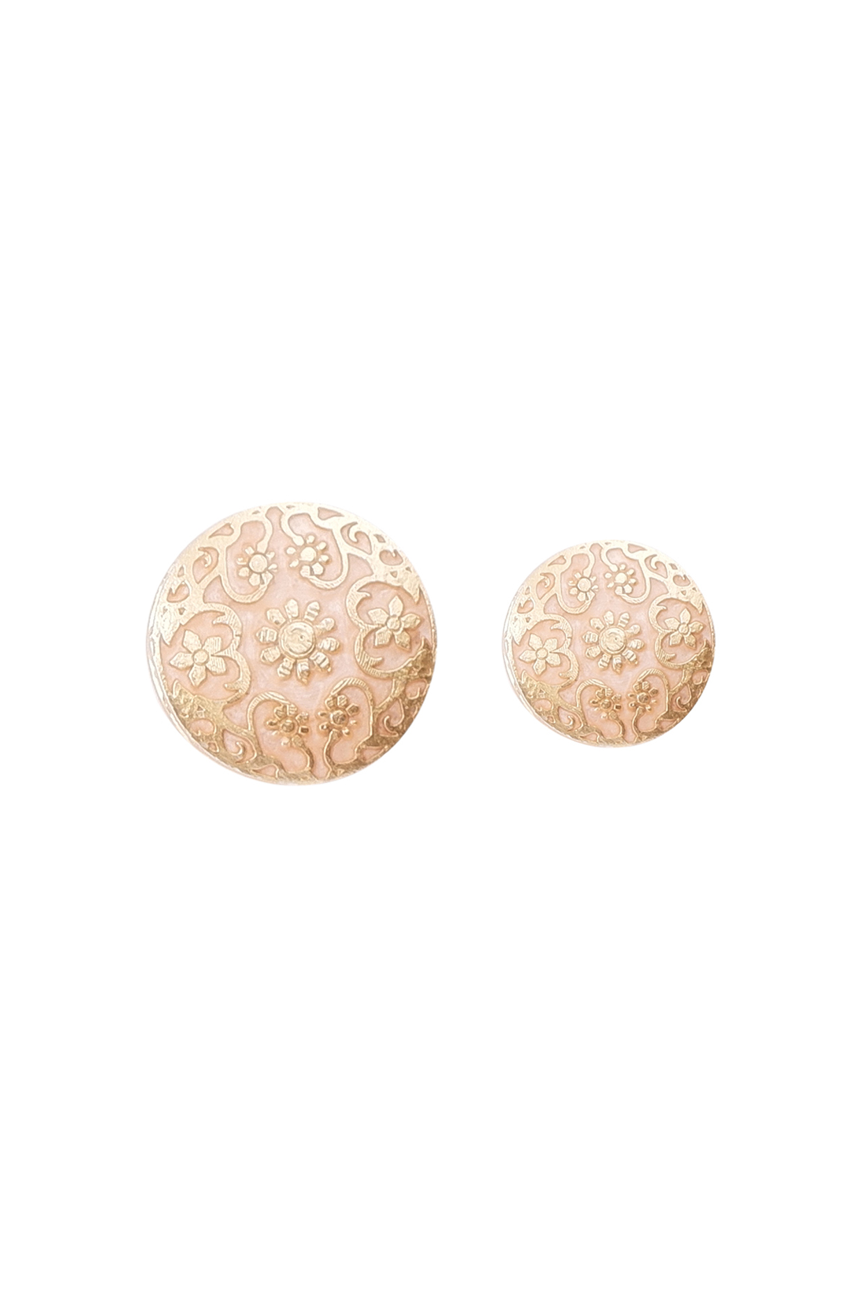 Peach & Gold Brass Handcrafted Buttons (Set of 13) by Canzoni at Pernia's Pop Up Shop