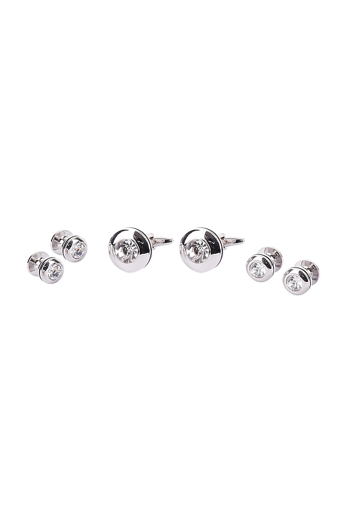 Silver Finish Cufflinks & Buttons (Set of 6) by Canzoni