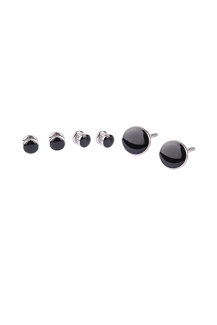 Silver Finish Cufflinks & Buttons (Set of 6) by Canzoni