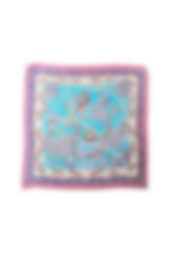 Pink & Sky Blue Silk Printed Pocket Square by Canzoni