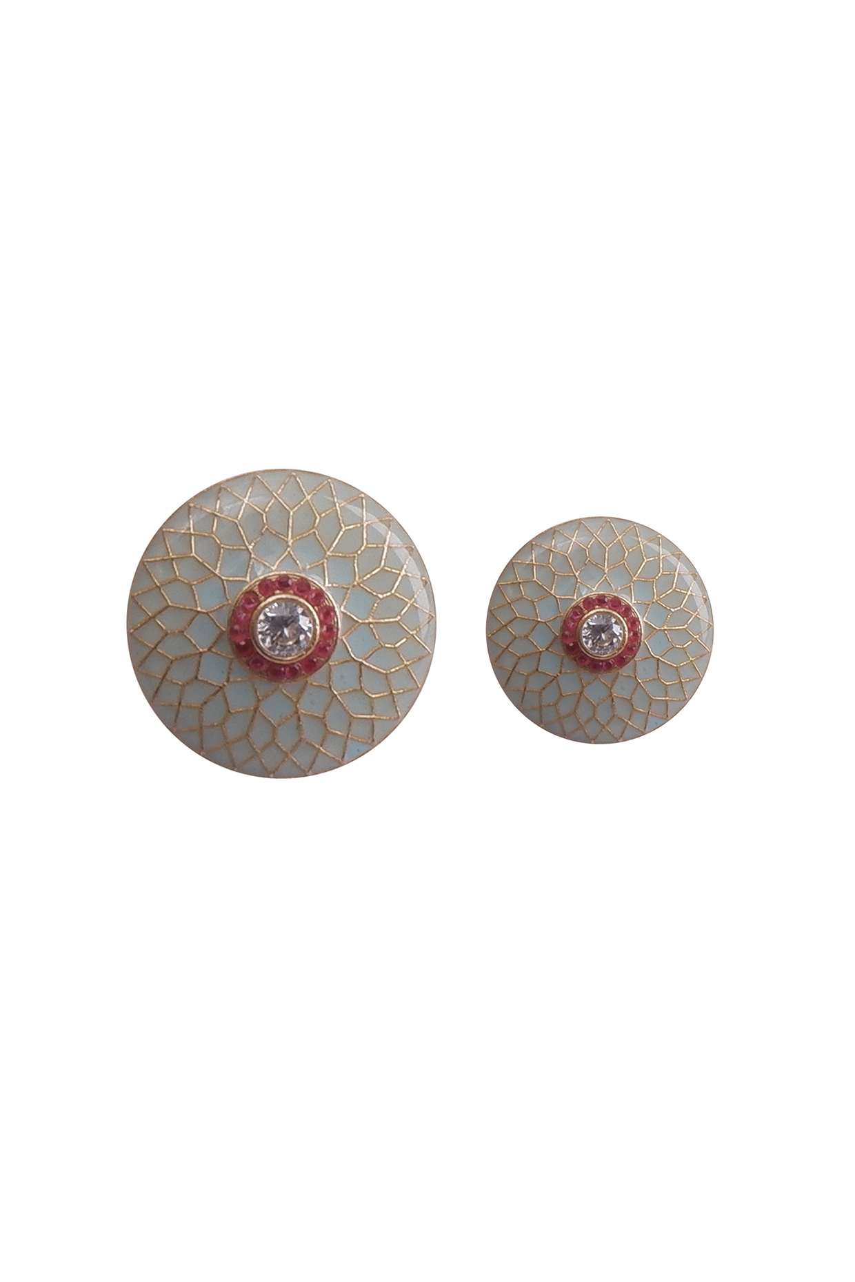 Mint Green & Gold Handcrafted Buttons (Set of 13) by Canzoni