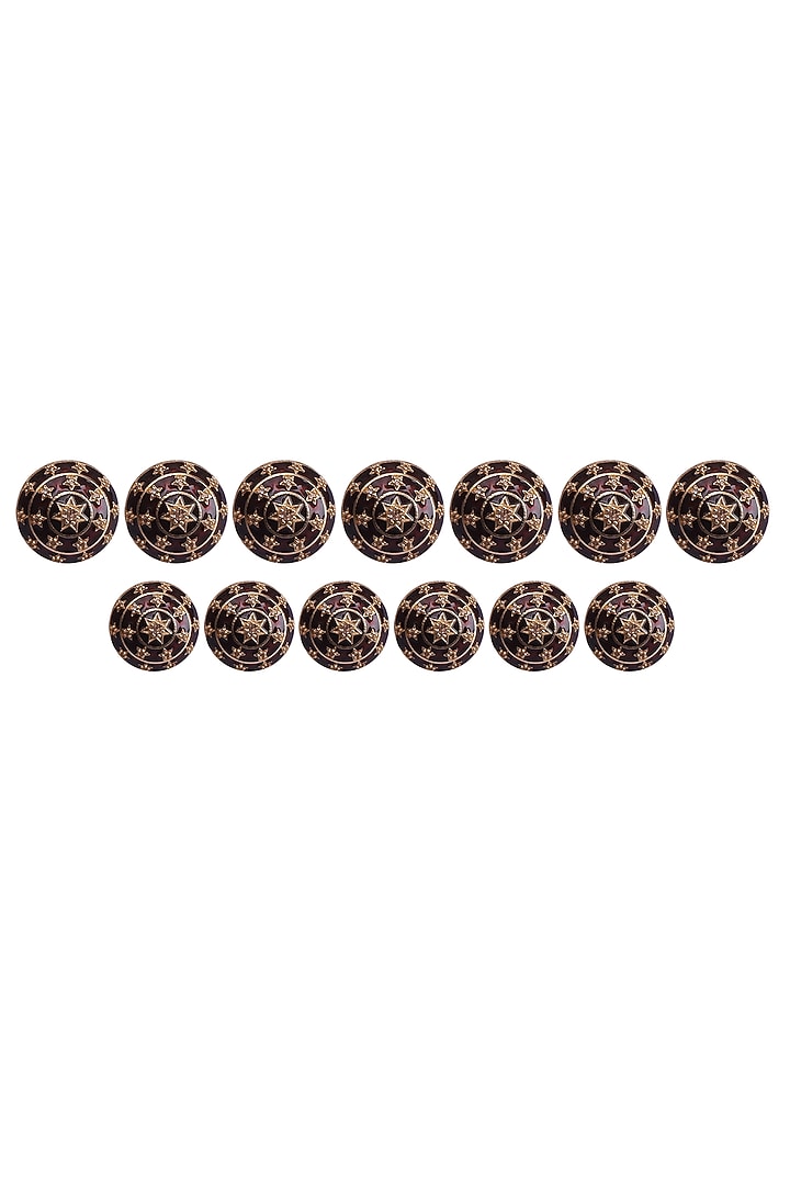 Dark Red & Gold Meenakari Buttons (Set of 13) by Canzoni at Pernia's Pop Up Shop