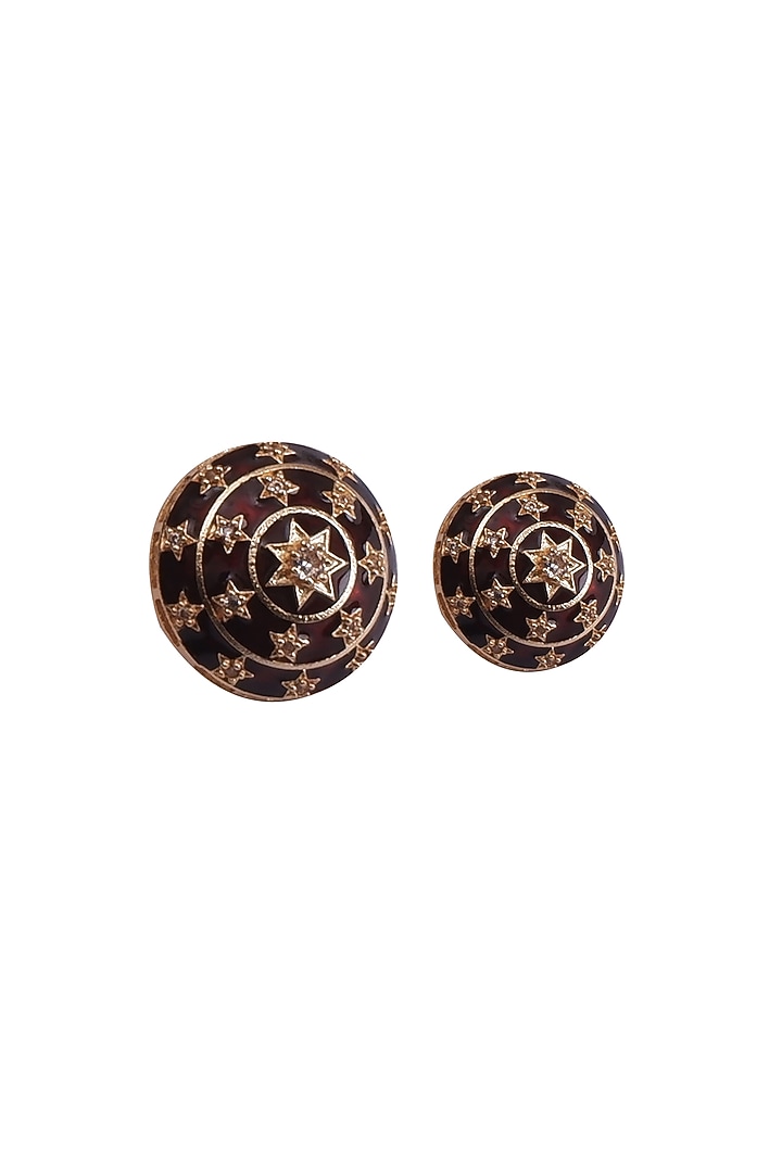 Dark Red & Gold Meenakari Buttons (Set of 13) by Canzoni at Pernia's Pop Up Shop
