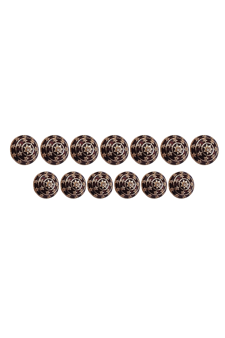 Dark Red & Gold Meenakari Buttons (Set of 13) by Canzoni at Pernia's Pop Up Shop
