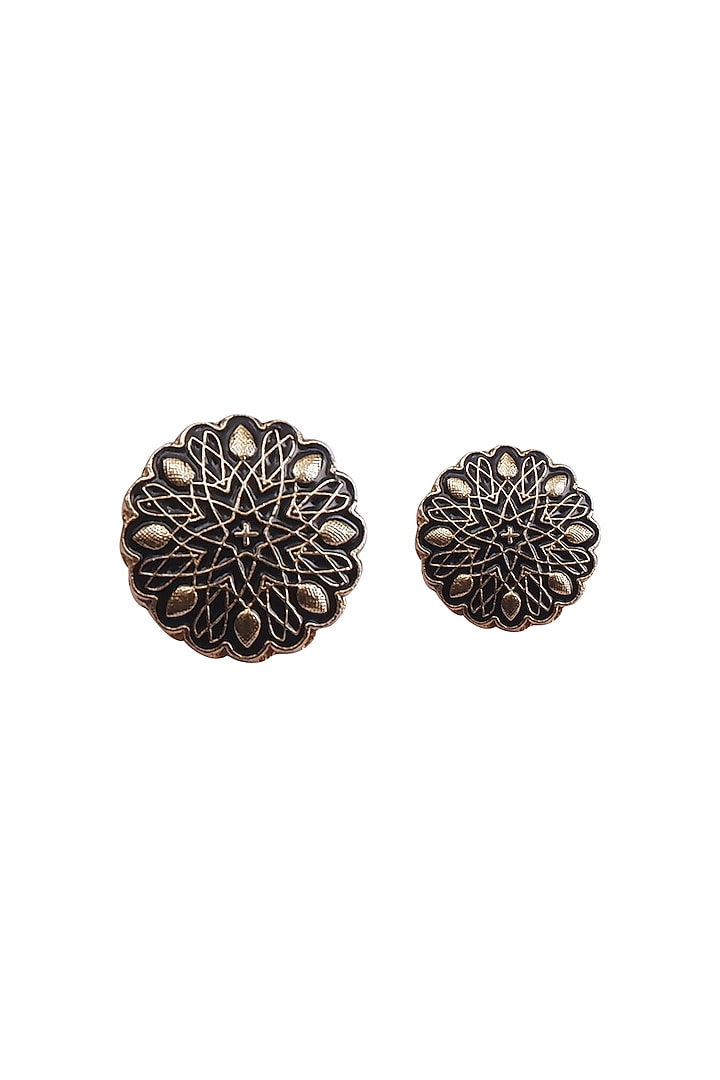 Black & Gold Handcrafted Meenakari Buttons (Set of 13) by Canzoni