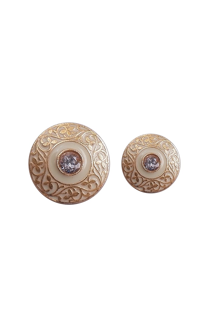 Ivory & Gold Handcrafted Meenakari Buttons (Set of 13) by Canzoni