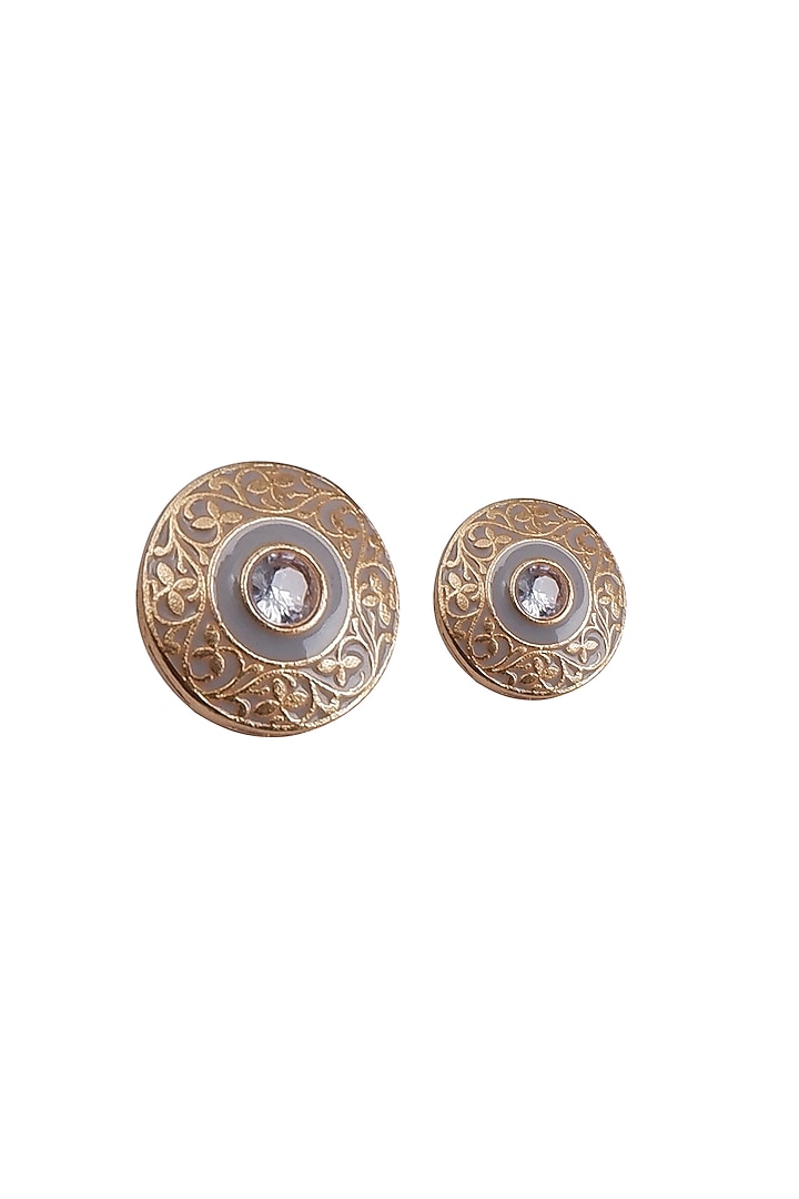 Grey & Gold Meenakari Buttons (Set of 13) by Canzoni