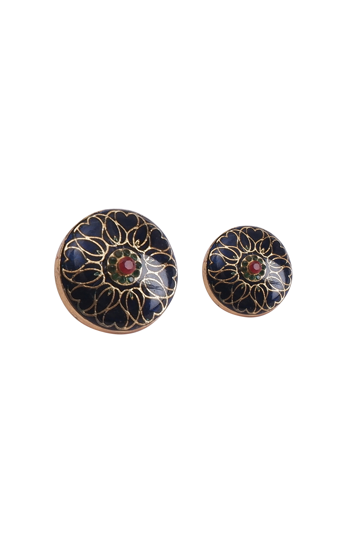 Blue & Gold Brass Meenakari Buttons (Set of 13) by Canzoni