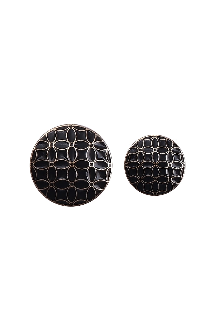 Black & Gold Handcrafted Meenakari Buttons (Set of 13) by Canzoni