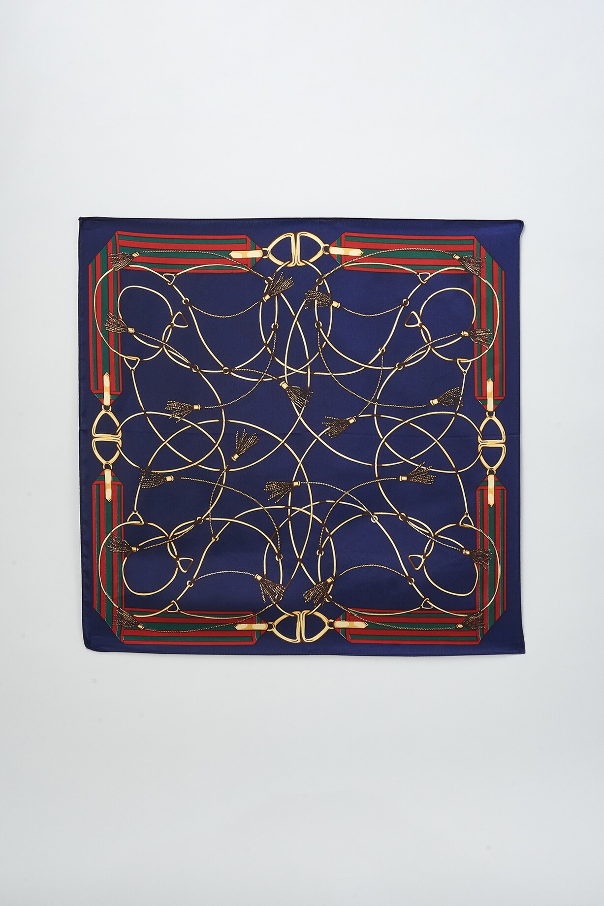 Dark Blue Silk Printed Pocket Square by Canzoni