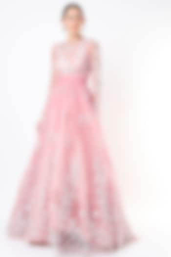Powder Pink Embroidered Party Wear Gown by Cedar and Pine at Pernia's Pop Up Shop