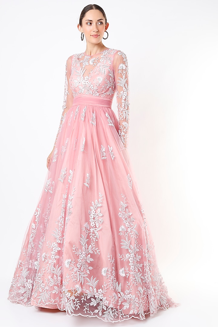 Powder Pink Embroidered Gown Design by Cedar and Pine at Pernia's Pop ...