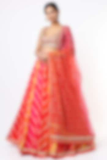 Multi Colored Printed Lehenga Set Design By Cedar And Pine At Pernias