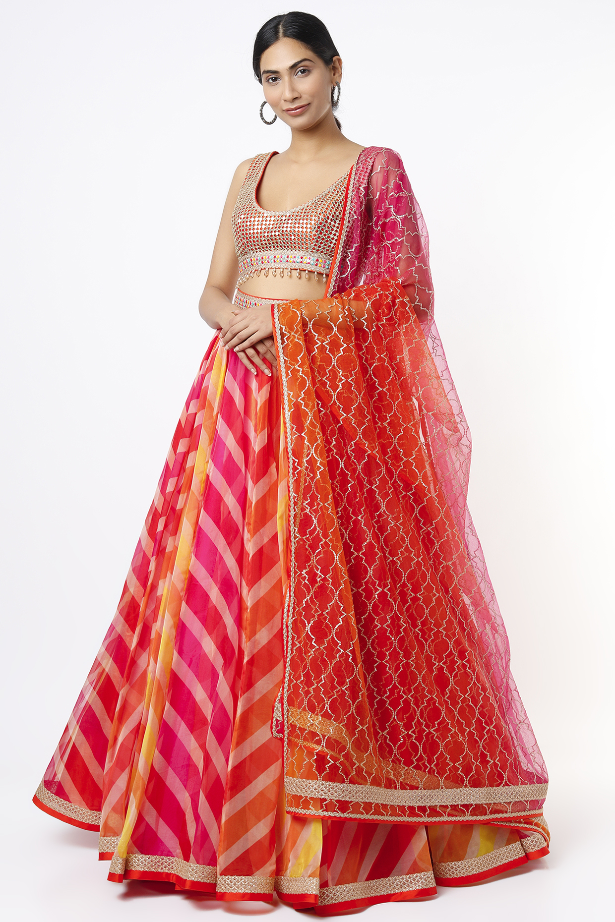 Multi Colored Printed Lehenga Set Design By Cedar And Pine At Pernias