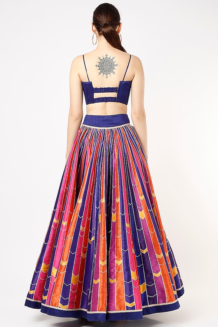 Multi Colored Embroidered Wedding Lehenga Set By Cedar And Pine At