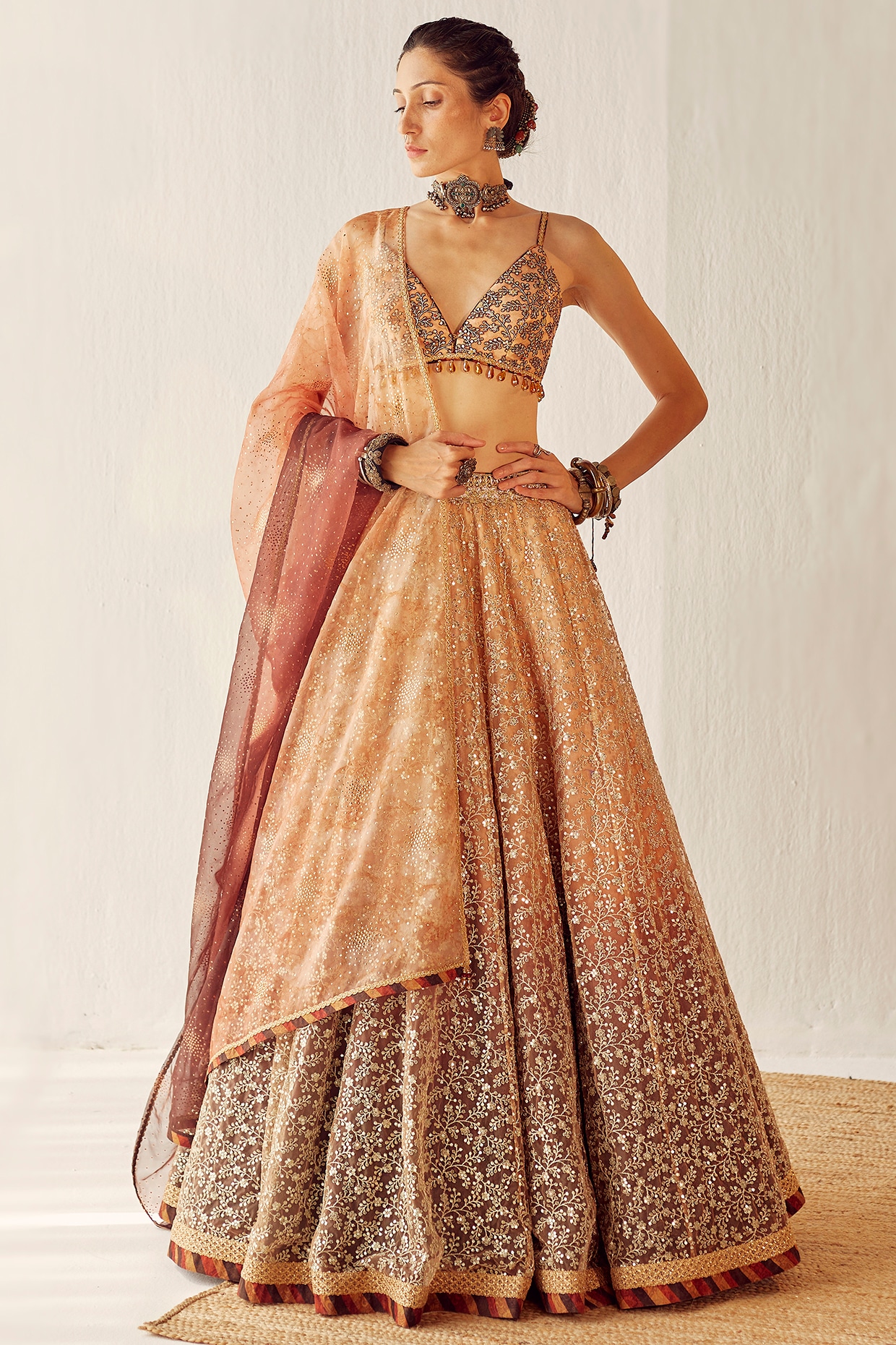 bridal lehenga golden colour