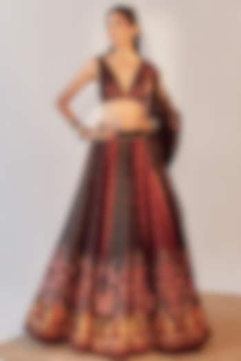 Multi-Colored Printed & Embroidered Wedding Lehenga Set by Cedar and Pine at Pernia's Pop Up Shop