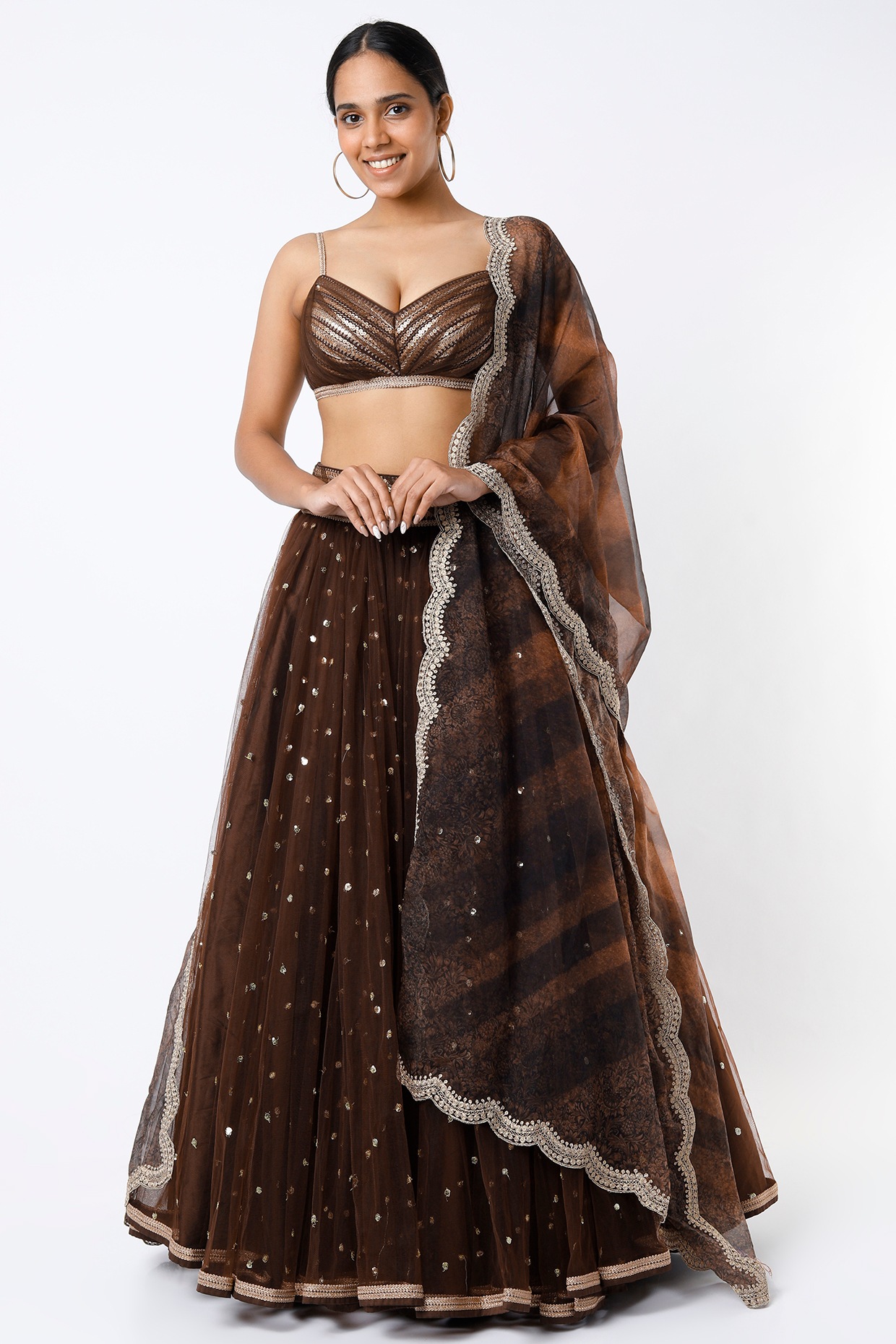 Buy Dark Brown Lehenga Set With Gotta Pati Work Wedding Party Handmade Zari  Embroidery Bridesmaid Bridal Indian Pakistani Designer Customizable Online  in India - Etsy