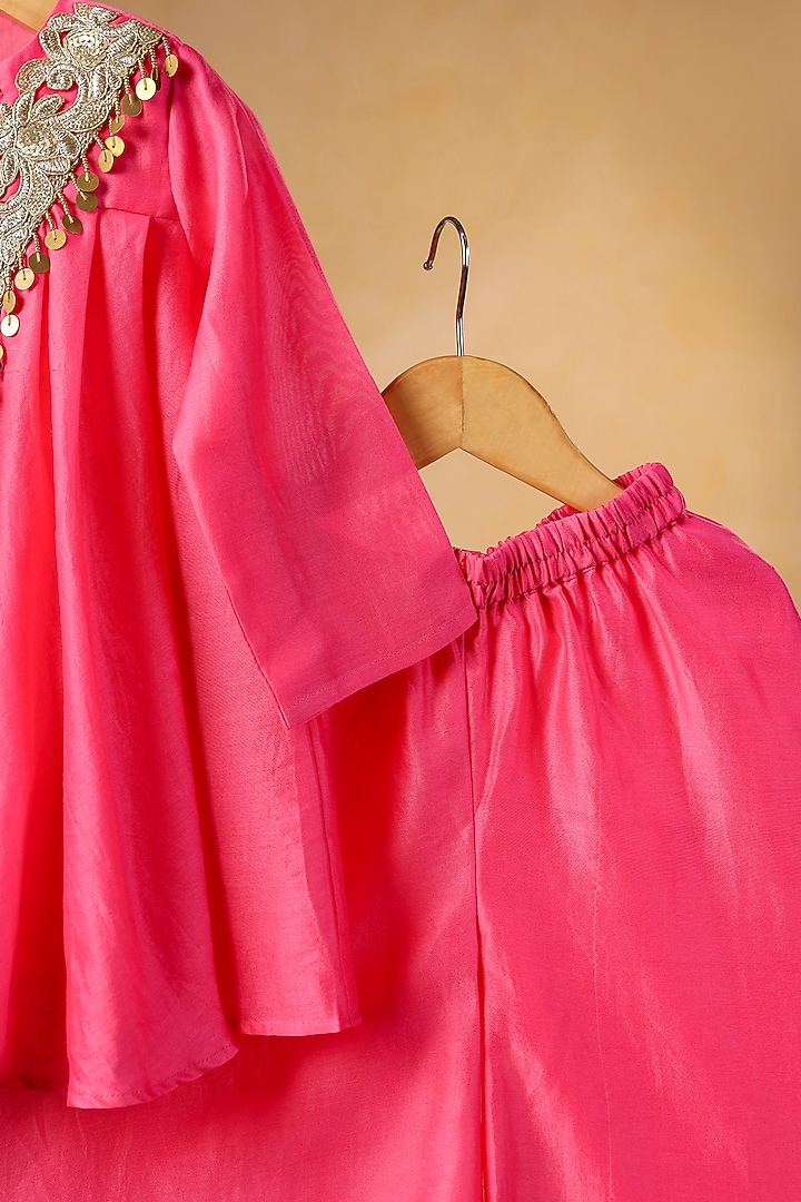 Pink Mul Chanderi Sharara Set For Girls by Casa Ninos at Pernia's Pop Up Shop