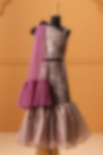 Purple Crushed Tissue Lehenga Set For Girls by Casa Ninos at Pernia's Pop Up Shop